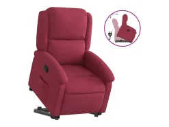 Discount vidaxl Poltrona massagens reclinável elevatória veludo tinto Vermelho