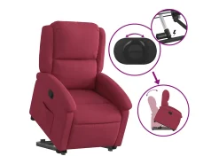Discount vidaxl Poltrona massagens reclinável elevatória veludo tinto Vermelho