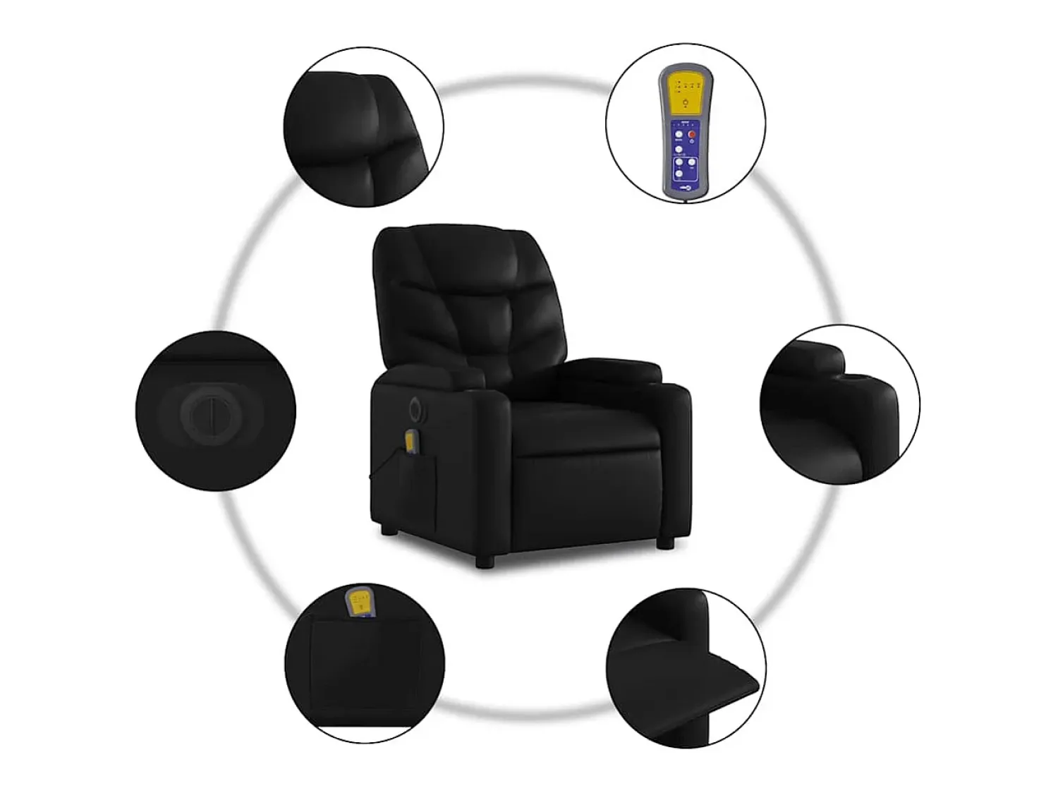 Poltrona| Poltrona massagens reclinável elétrica couro artificial SHL601200 Preto
