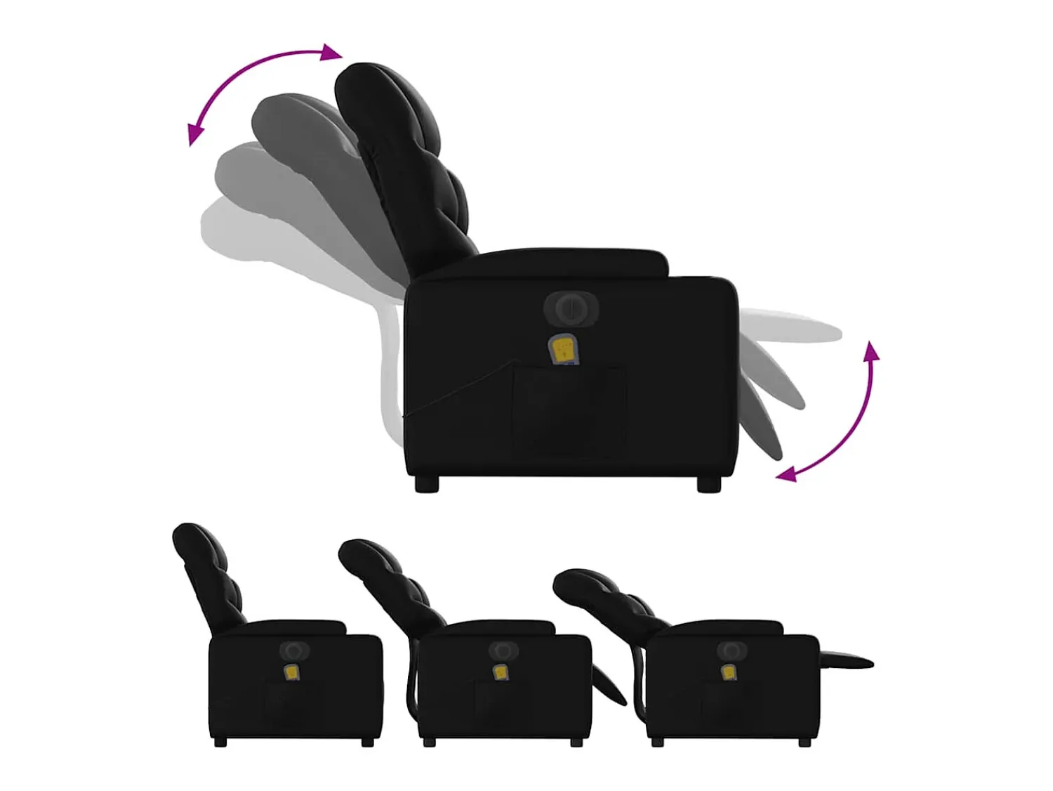 Poltrona| Poltrona massagens reclinável elétrica couro artificial SHL601200 Preto