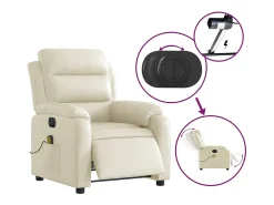 Poltrona* Poltrona massagens reclinável elétrica couro artificial SHL155945 Creme