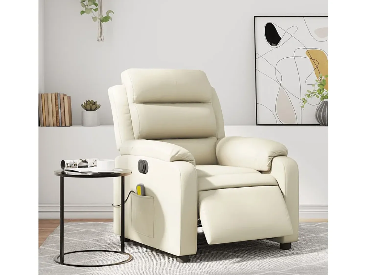 Poltrona* Poltrona massagens reclinável elétrica couro artificial SHL155945 Creme