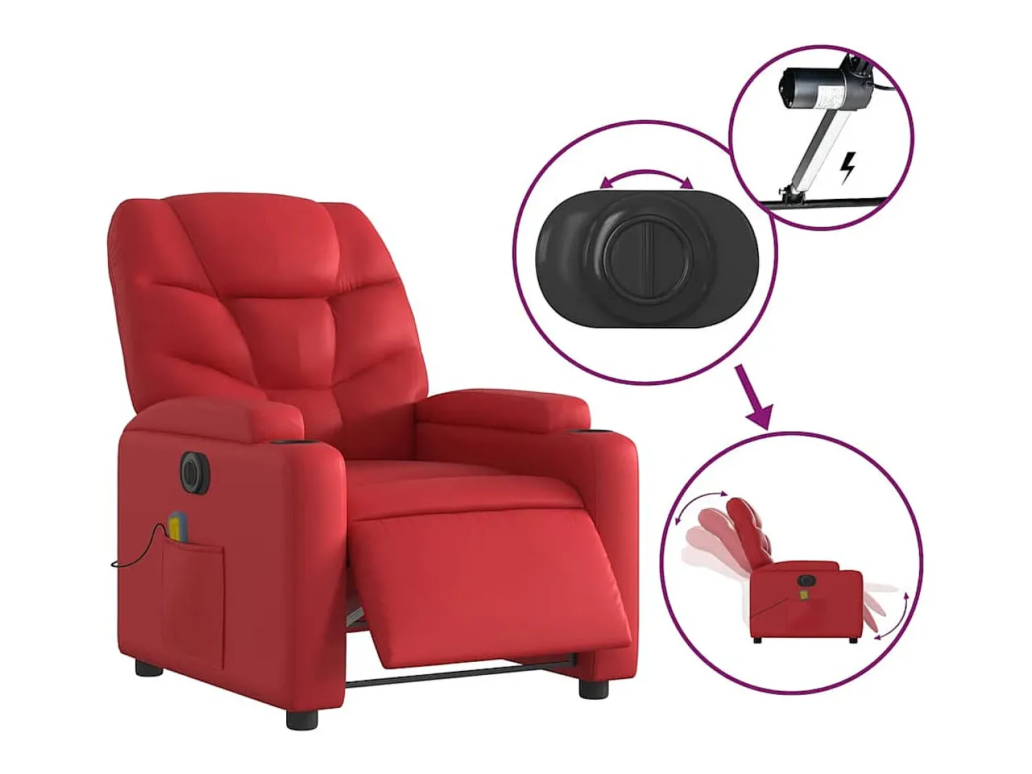 Online Poltrona massagens reclinável elétrica couro artif. SHL23234 Vermelho