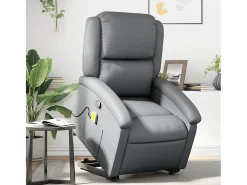 Poltrona* Poltrona massagens reclinável elevatória couro artif. SHL624600 Cinzento