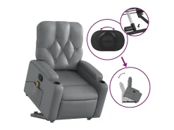 Discount Poltrona massagens reclinável elevatória couro artif. SHL828695 Cinzento