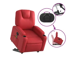 Poltrona* Poltrona massagens reclinável elevatória couro artif. SHL910593 Vermelho