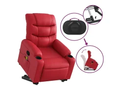 Poltrona| Poltrona massagens reclinável elevatória couro artif. SHL308568 Vermelho
