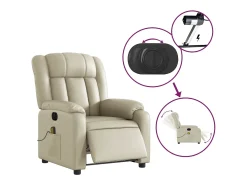 Poltrona massagens reclinável elétrica couro artificial SHL315029^ Poltrona