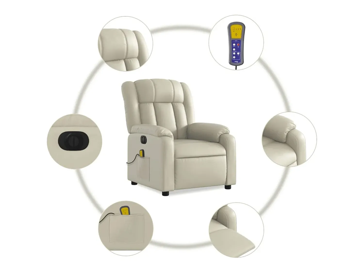 Poltrona massagens reclinável elétrica couro artificial SHL315029^ Poltrona