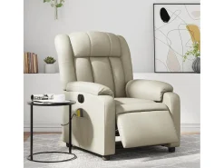 Poltrona massagens reclinável elétrica couro artificial SHL315029^ Poltrona