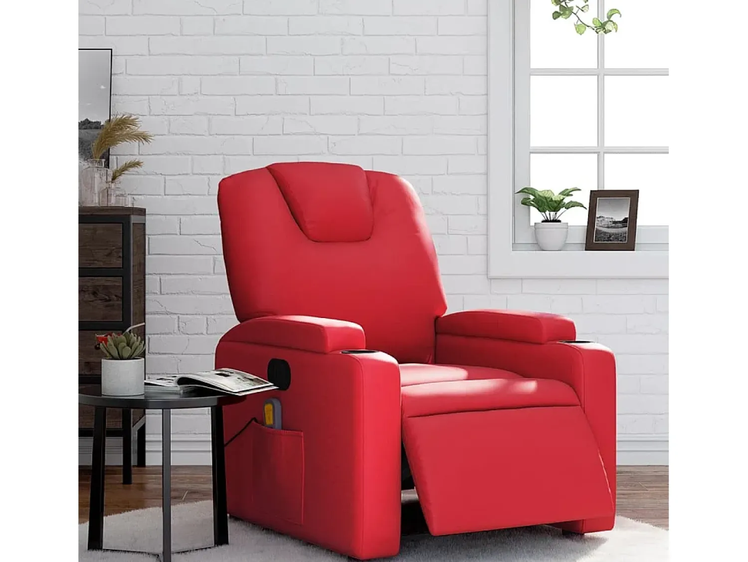 Poltrona| Poltrona massagens reclinável elétrica couro artif. SHL160266 Vermelho