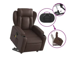 Poltrona| Poltrona massagens reclinável elevatória couro artif. SHL480646 Castanho