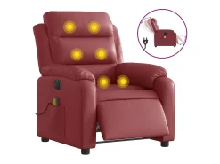 Poltrona|vidaxl Poltrona massagens reclin. elétrica couro artif. -tinto Vermelho