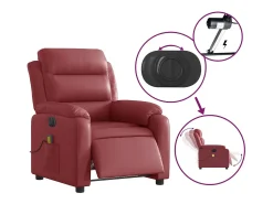 Poltrona|vidaxl Poltrona massagens reclin. elétrica couro artif. -tinto Vermelho