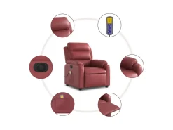 Poltrona|vidaxl Poltrona massagens reclin. elétrica couro artif. -tinto Vermelho