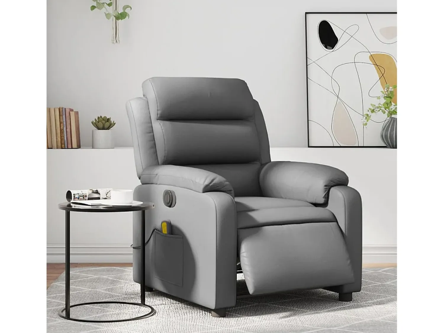 Poltrona* Poltrona massagens reclinável elétrica couro artif. SHL552682 Cinzento