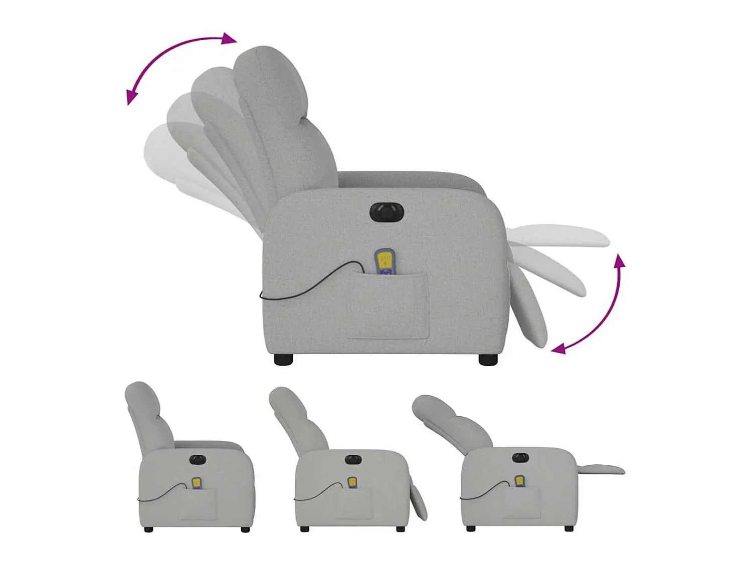 Poltrona massagens reclinável elétrica tecido -nublado SHL778826^ Poltrona