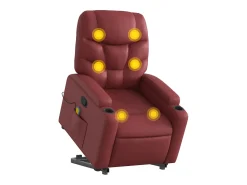 Poltrona massagens reclinável couro artificial tinto SHL100810 Vermelho