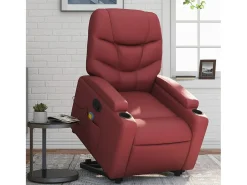 Poltrona massagens reclinável couro artificial tinto SHL100810 Vermelho