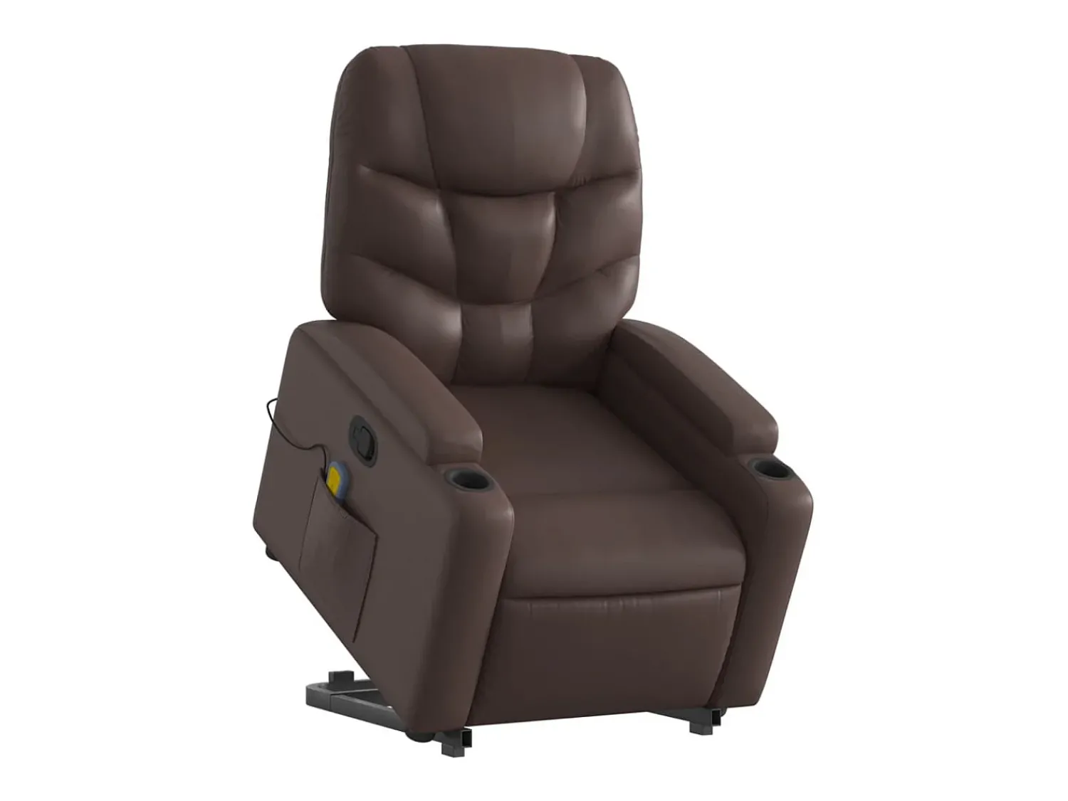 Poltrona massagens reclinável elevatória couro artif. SHL800515 Castanho