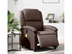 Poltrona| Poltrona massagens reclinável elétrica couro artif. SHL31630 Castanho