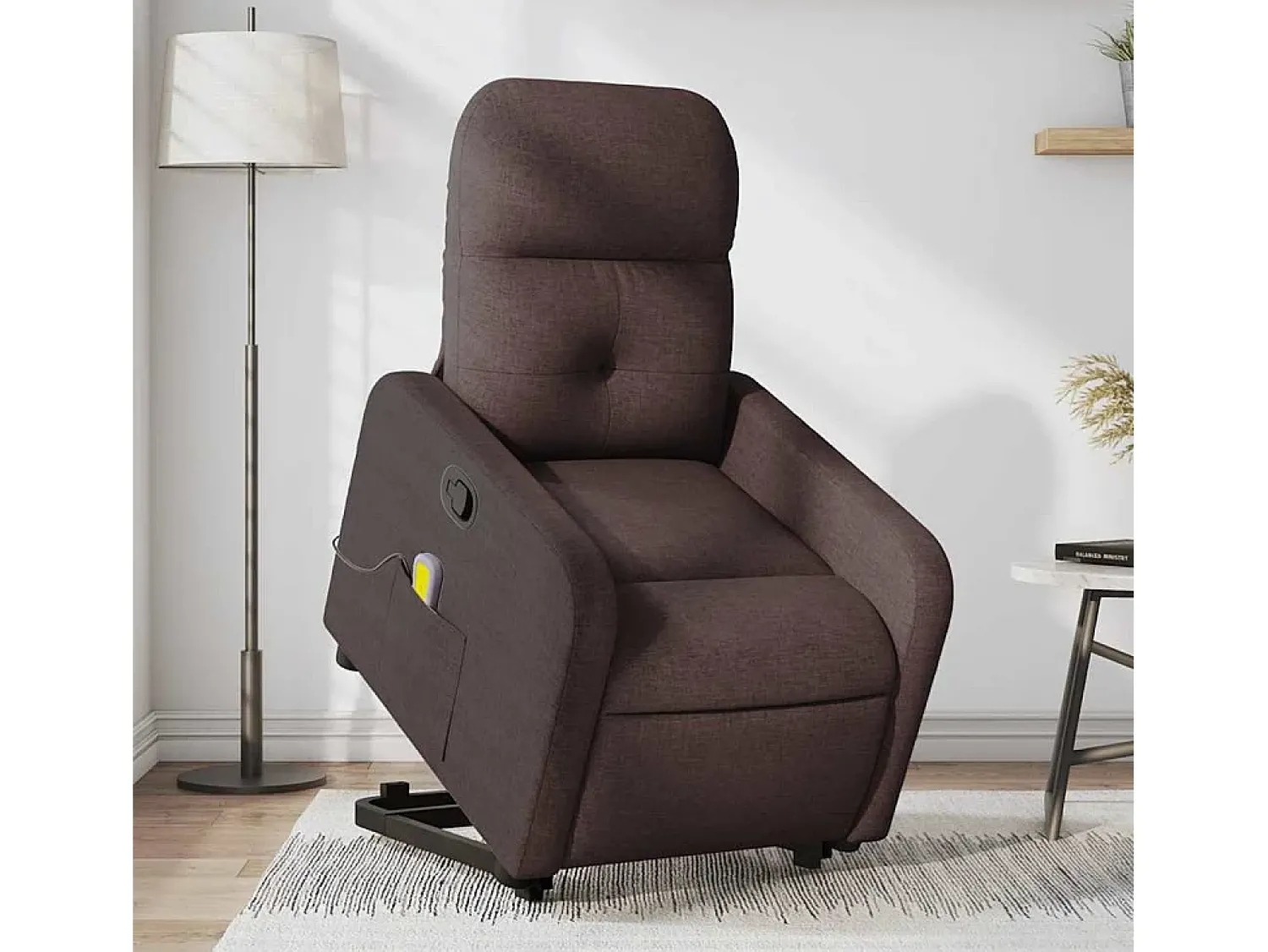 Outlet Poltrona massagens reclinável elevatória tecido -escuro SHL754361 Castanho