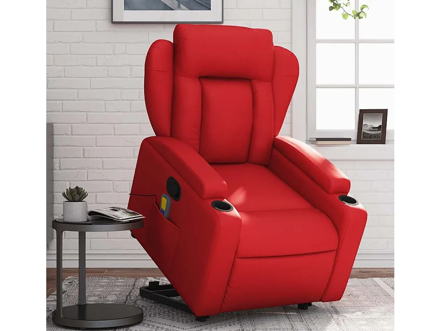 Poltrona* Poltrona massagens reclinável elevatória couro artif. SHL230128 Vermelho