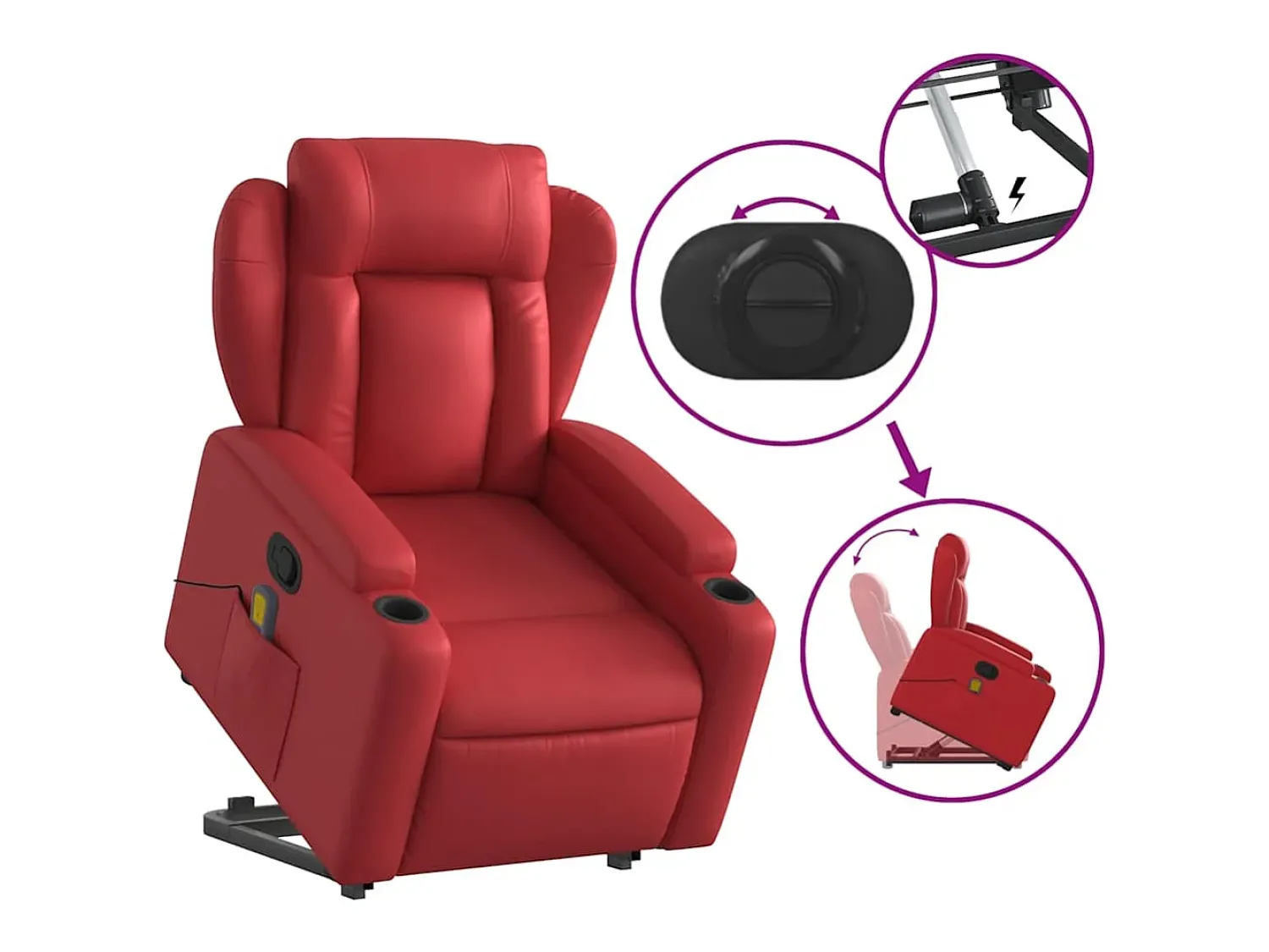 Poltrona* Poltrona massagens reclinável elevatória couro artif. SHL230128 Vermelho