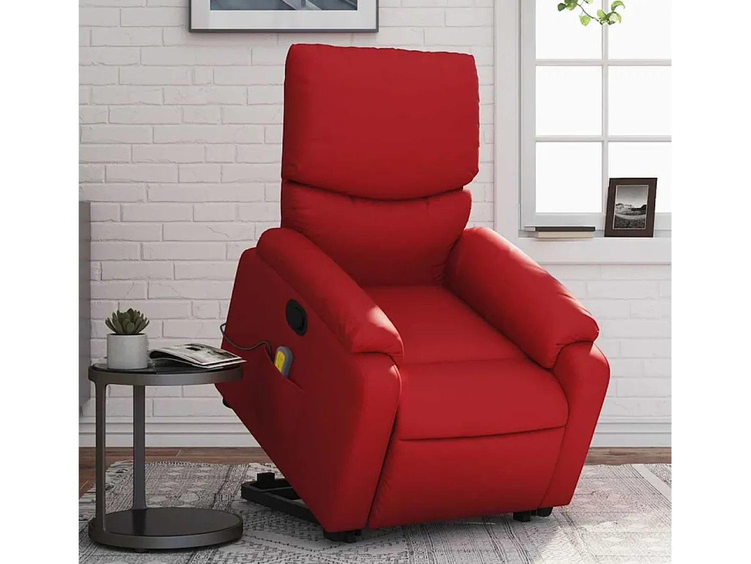 Poltrona* Poltrona massagens reclinável elevatória couro artif. SHL669522 Vermelho