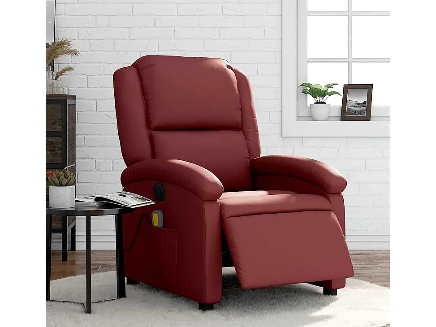 Sale Poltrona massagens reclin. elétrica couro artif. -tinto SHL838123 Vermelho