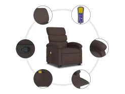 Poltrona| Poltrona massagens reclinável elevatória tecido -escuro SHL197705 Castanho