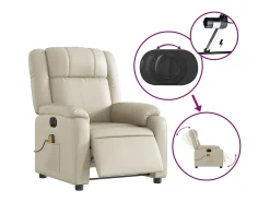 Poltrona* Poltrona massagens reclinável elétrica couro artificial SHL916008 Creme