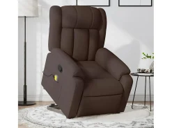 Poltrona massagens reclinável elevatória tecido -escuro SHL141447^ Poltrona