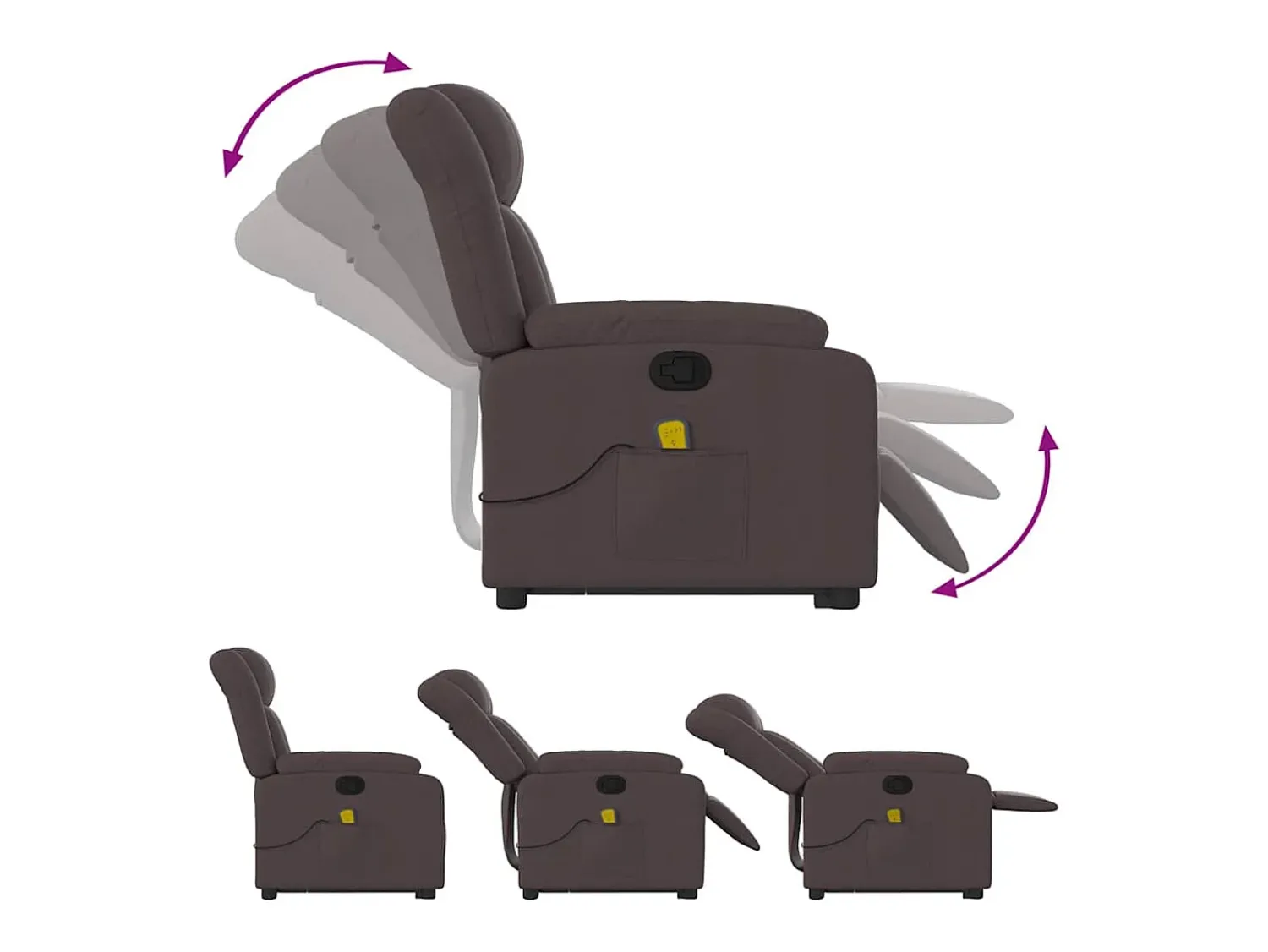 Poltrona massagens reclinável elevatória tecido -escuro SHL141447^ Poltrona