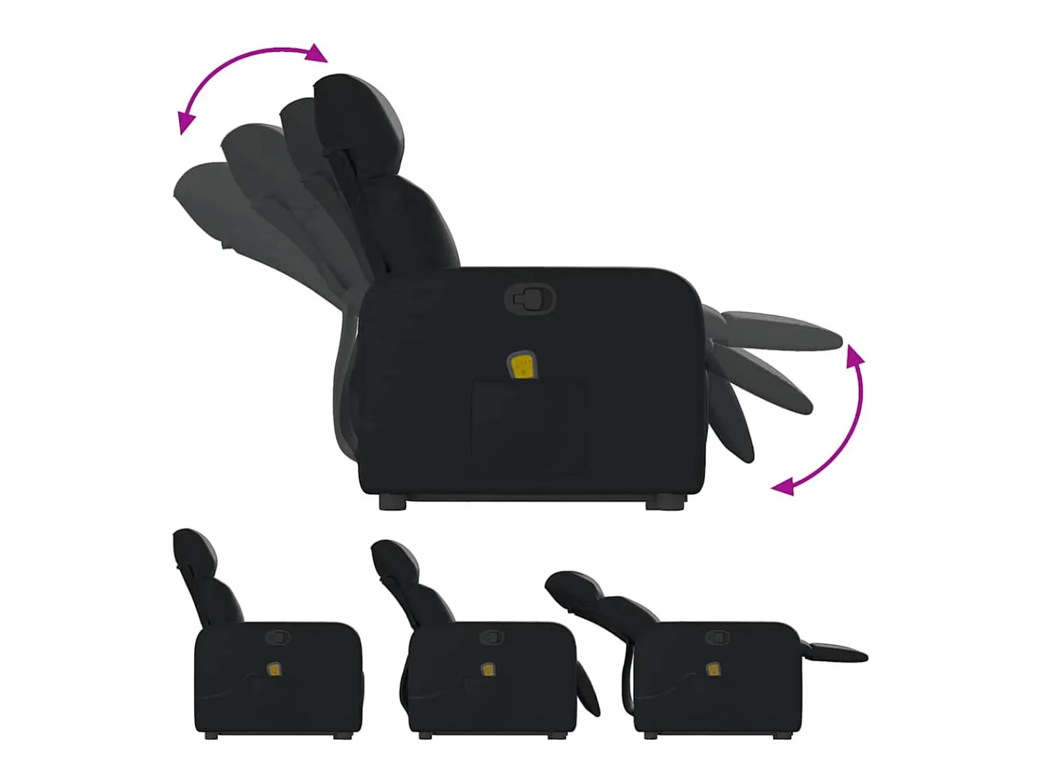 Poltrona| Poltrona massagens reclinável elevatória couro artificial SHL765395 Preto