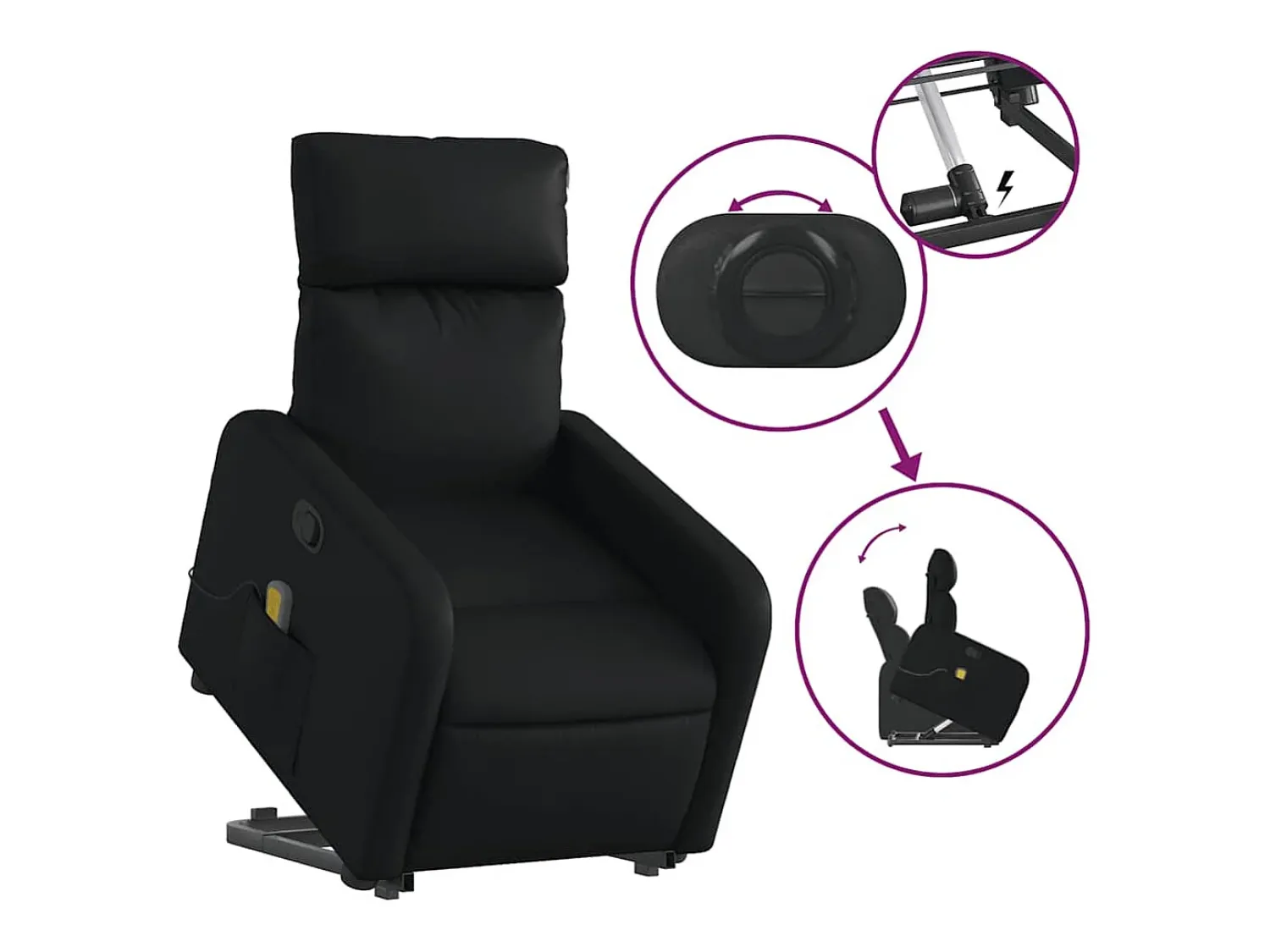 Poltrona| Poltrona massagens reclinável elevatória couro artificial SHL765395 Preto