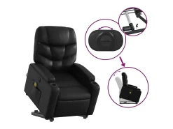Poltrona massagens reclinável elevatória couro artificial SHL322824^ Poltrona