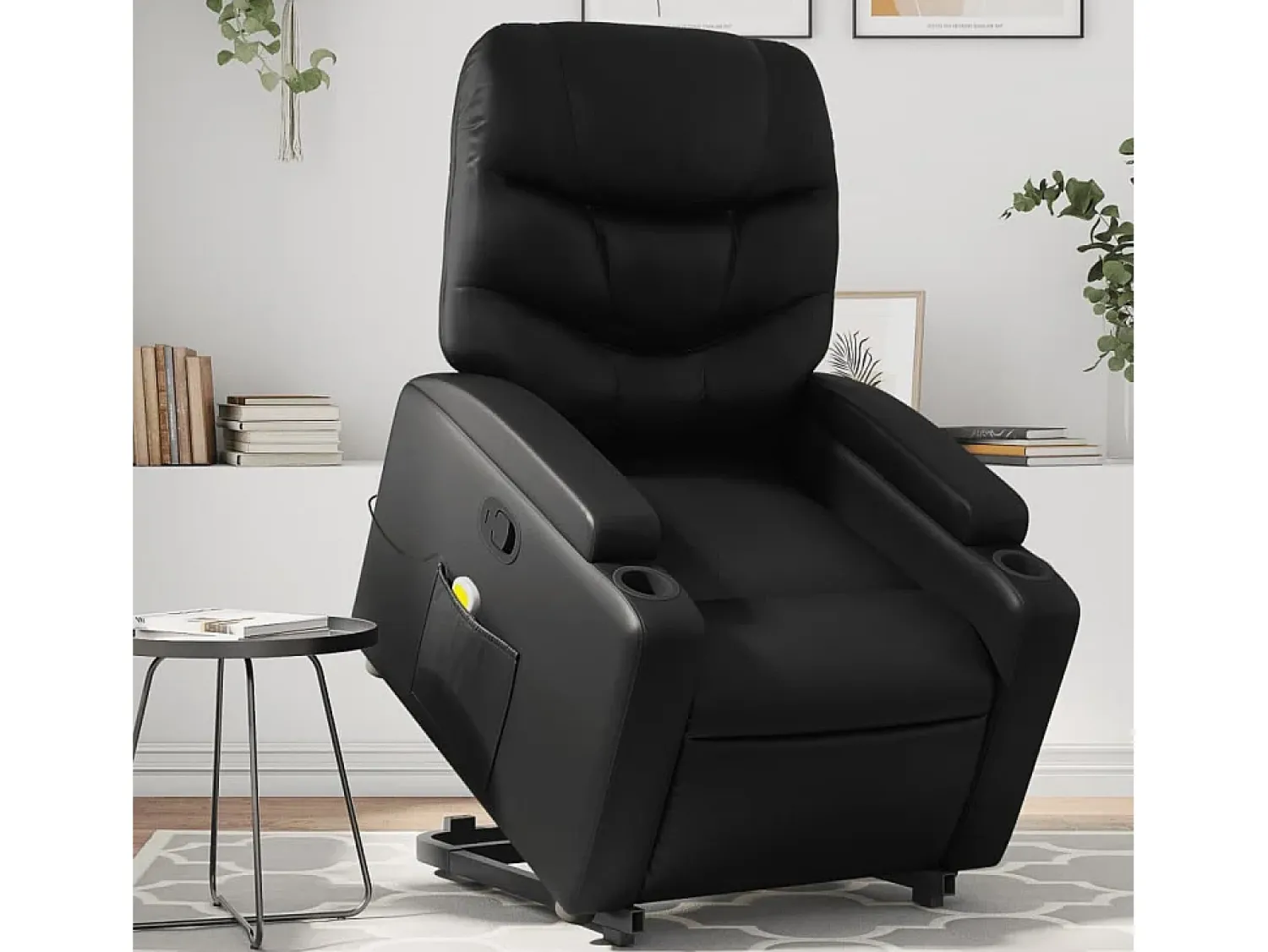 Poltrona massagens reclinável elevatória couro artificial SHL322824^ Poltrona