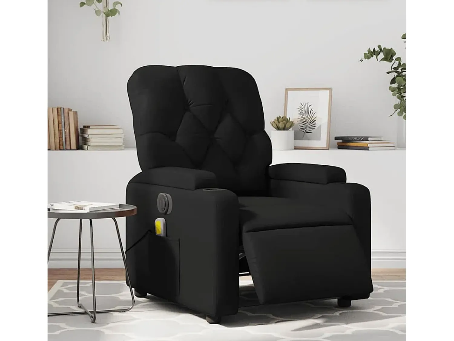 Poltrona massagens reclinável elétrica couro artificial SHL6984^ Poltrona