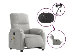 Poltrona massagens reclinável elétrica microfibra cinza-claro SHL150024^ Poltrona