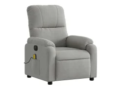 Poltrona massagens reclinável elétrica microfibra cinza-claro SHL150024^ Poltrona