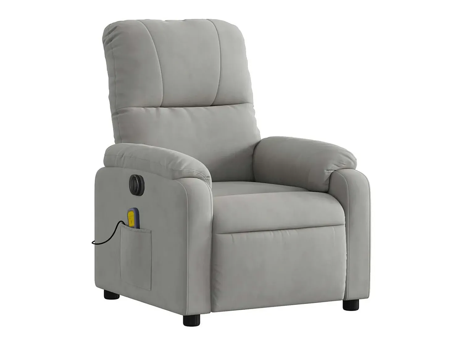 Poltrona massagens reclinável elétrica microfibra cinza-claro SHL150024^ Poltrona