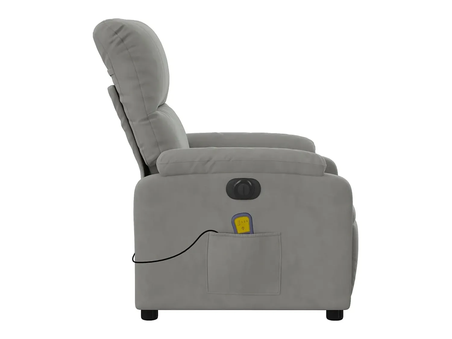 Poltrona massagens reclinável elétrica microfibra cinza-claro SHL150024^ Poltrona