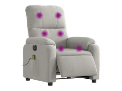 Poltrona massagens reclinável elétrica microfibra cinza-claro SHL150024^ Poltrona