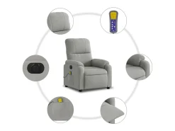 Poltrona massagens reclinável elétrica microfibra cinza-claro SHL150024^ Poltrona