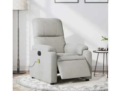 Poltrona massagens reclinável elétrica microfibra cinza-claro SHL150024^ Poltrona