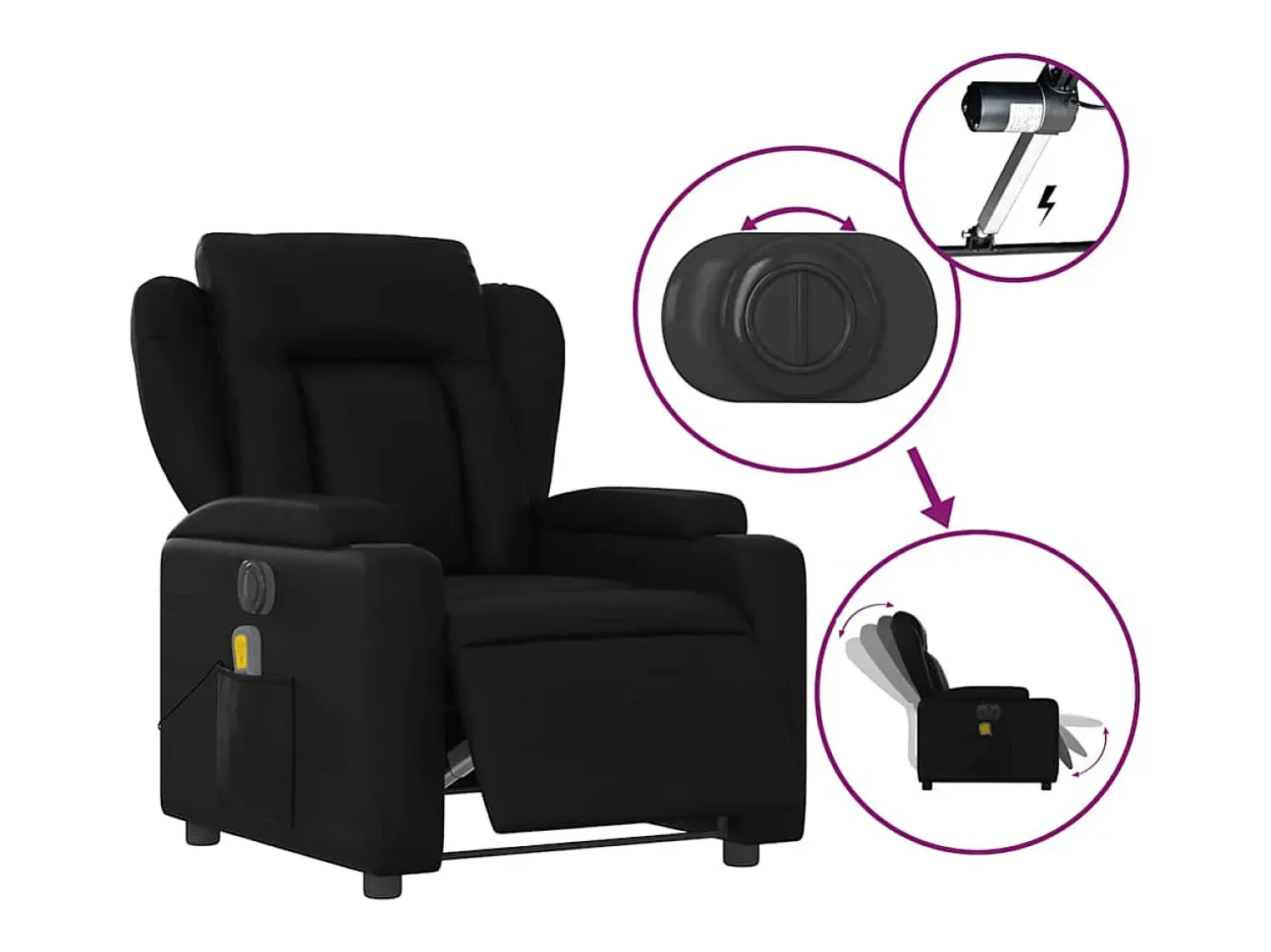 Poltrona| Poltrona massagens reclinável elétrica couro artificial SHL227945 Preto