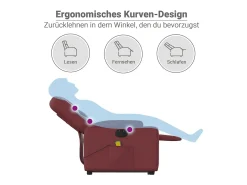 vidaxl Poltrona massagens reclinável couro artificial tinto^ Poltrona