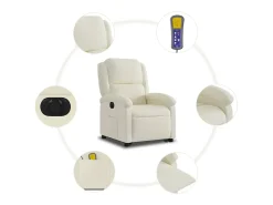 Poltrona*vidaxl Poltrona massagens reclinável elevatória elétrica veludo Creme