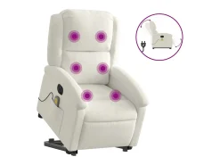 Poltrona*vidaxl Poltrona massagens reclinável elevatória elétrica veludo Creme